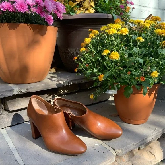 Ralph Lauren Tan Leather Heeled Boots - Picture 2 of 6